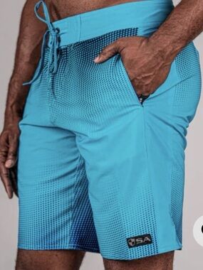 SA CO Blue Wave men's Bermuda swim trunks, size 34